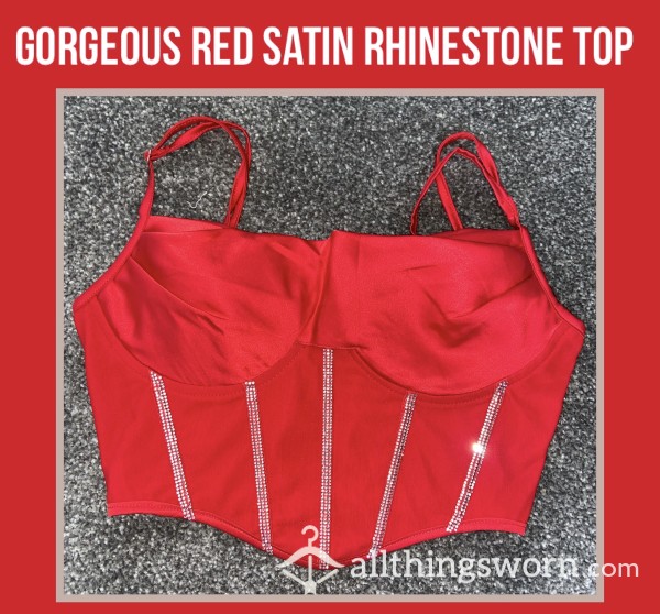 *reduced* Red Satin Rhinestone Top💋