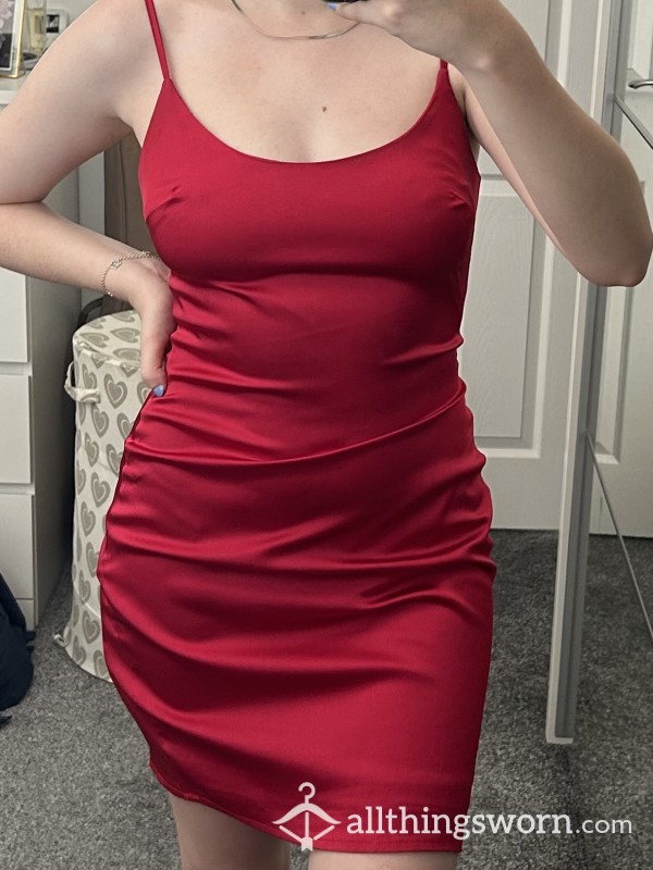 Red Satin Slip Dress ❤️