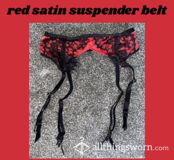 Red Satin Suspender Belt❣️