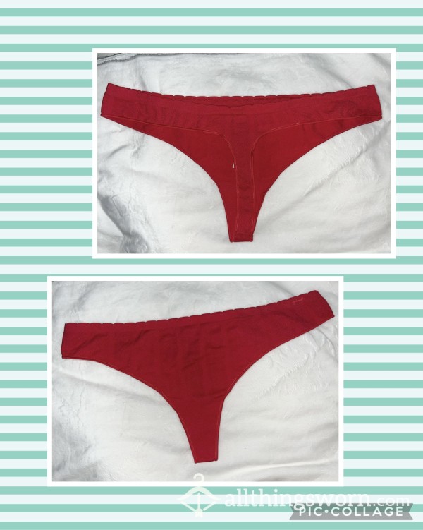 Red Seamless Thong By Pink