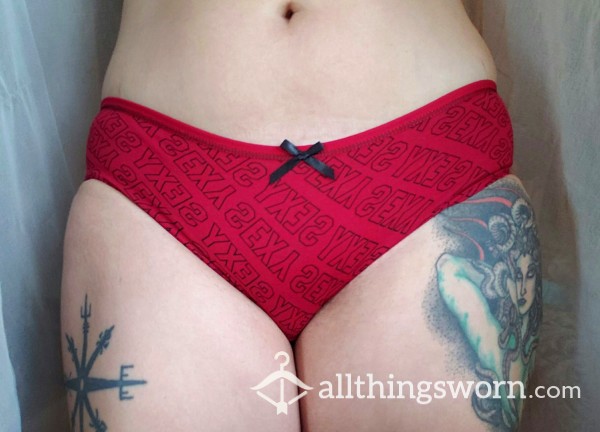 Red "Sexy" Cotton Panties With Bow🎀