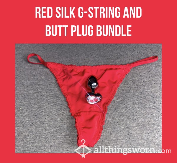 Red Silk G-string And Butt Plug Bundle❣️