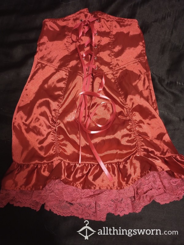 Red Silk Pencil Skirt