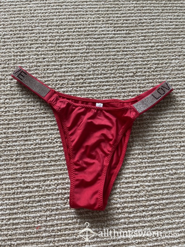 Red Silk Sparkly Thong