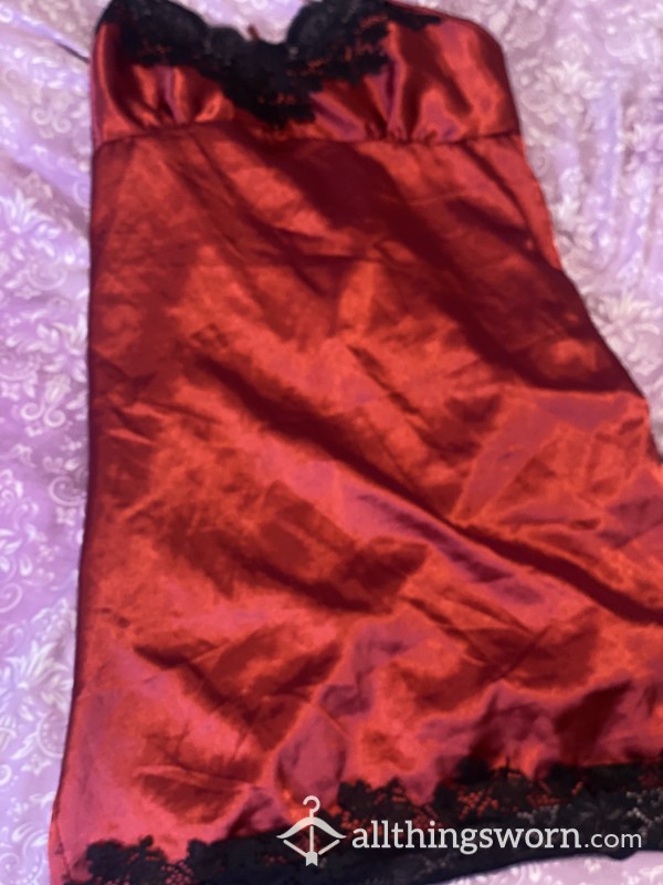 Red Silky Night Dress Very Well Worn.