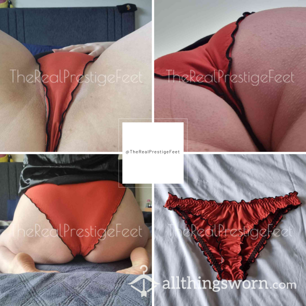Red Silky Polyester Knickers With Black Trim | Size 1XL | Standard Wear 48hrs | Includes Pics | See Listing Photos For More Info - From £16.00