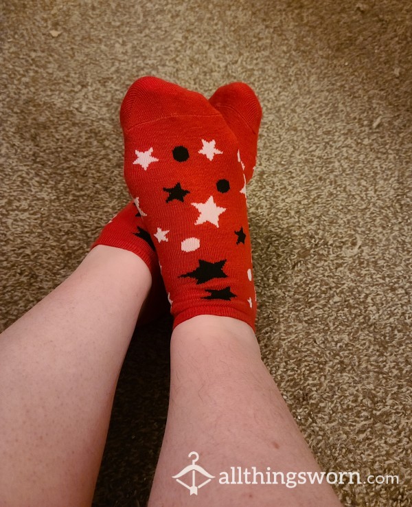 Red Socks With Stars And Circles