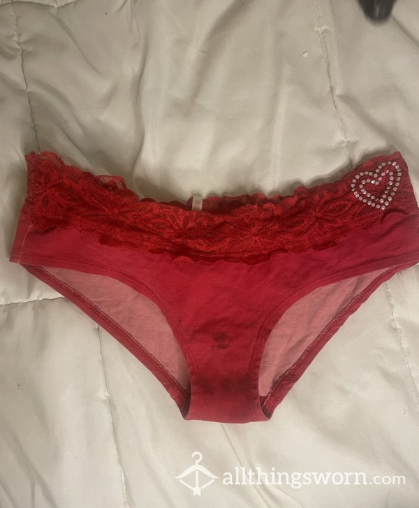 Red Stained Victoria's Secret Valentines Day Panty