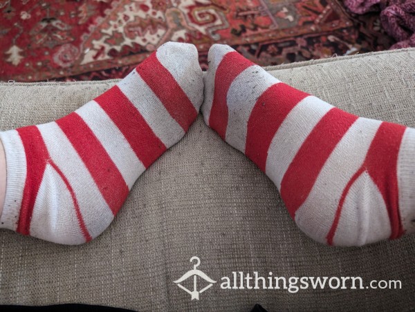 Red Striped Ankle Socks