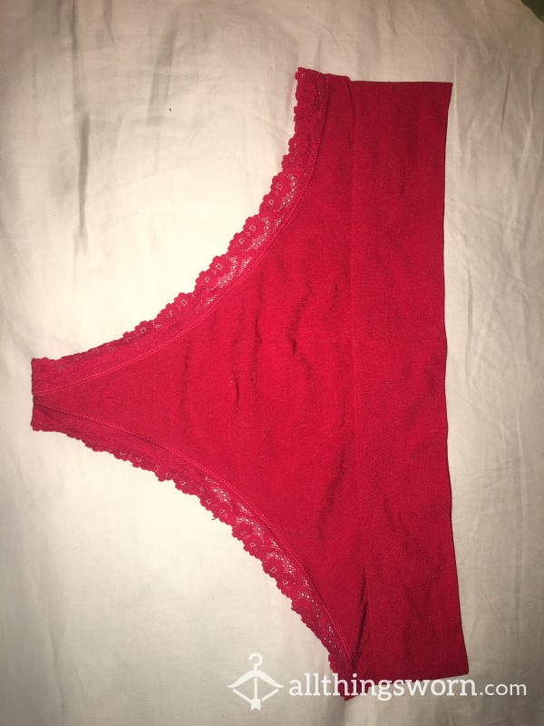 Red Thick Waist Thong W Lace