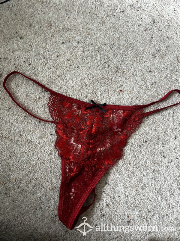 Red Thong With Gold Detailing