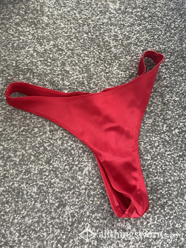 Red Thong Worn For 24 Hours And Played In.