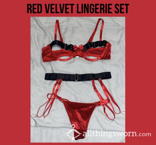 Red Velvet Lingerie Set - Video Included🐞
