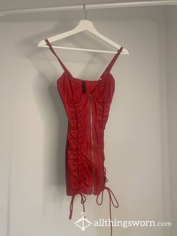 Red Well Worn Tie Up Body Suit