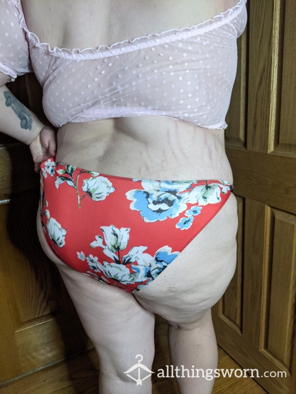 Red, White, Blue Floral Panty