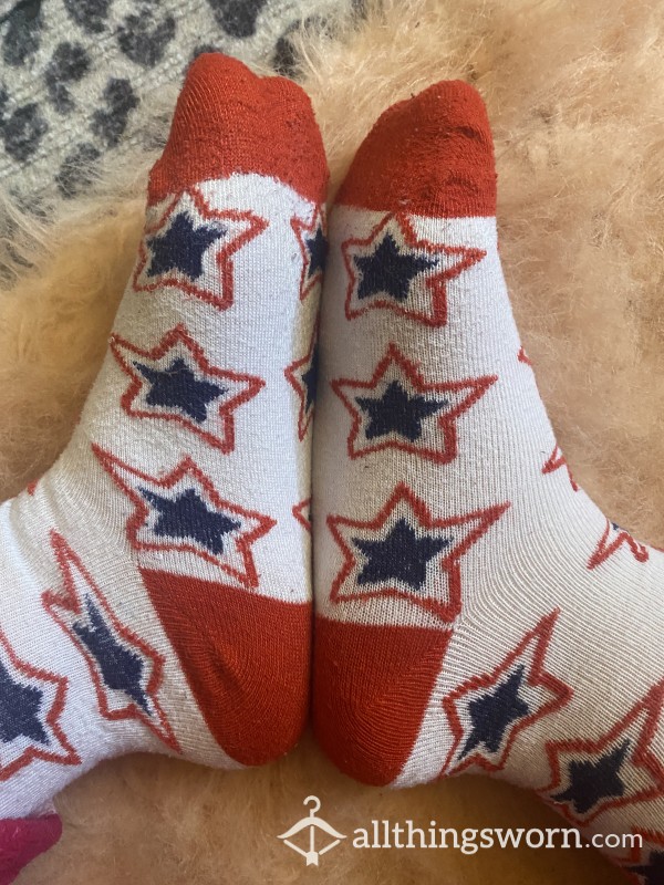 Red White & Blue Star Socks