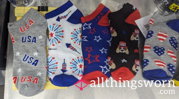 Red, White, Blue Themed Socks