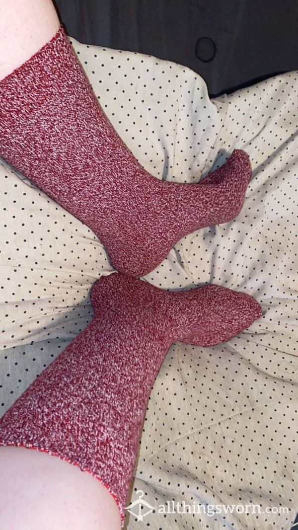 Red Wool Tall Boot Socks