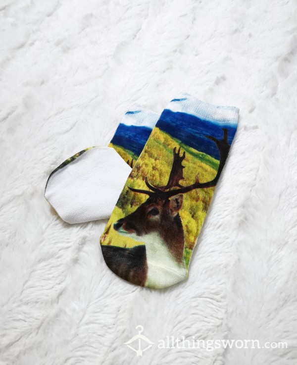 Reindeer Socks With White Bottom