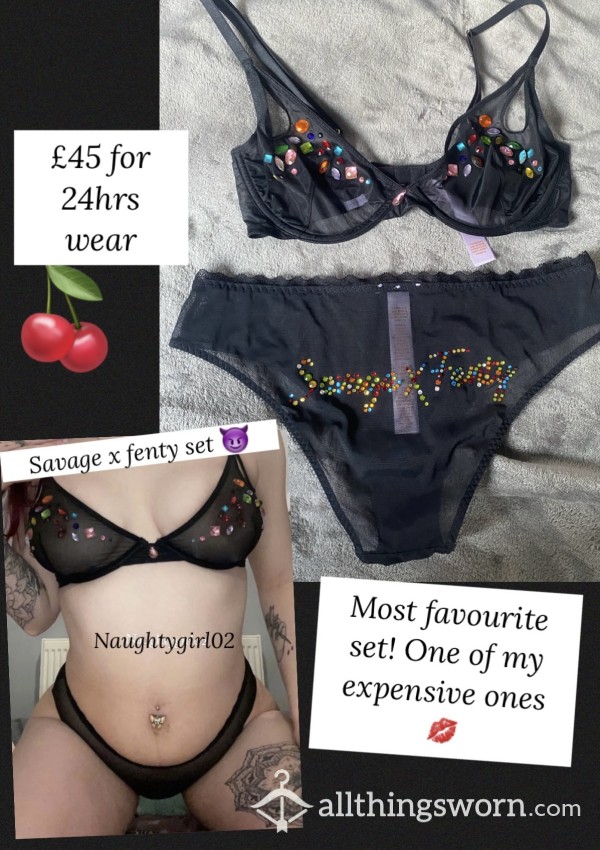 Rhianna Savage X Fenty Jewelled Set😈| £45 For 24hrs Wear & A Photoset Of 5x Pictures In The Set🥵