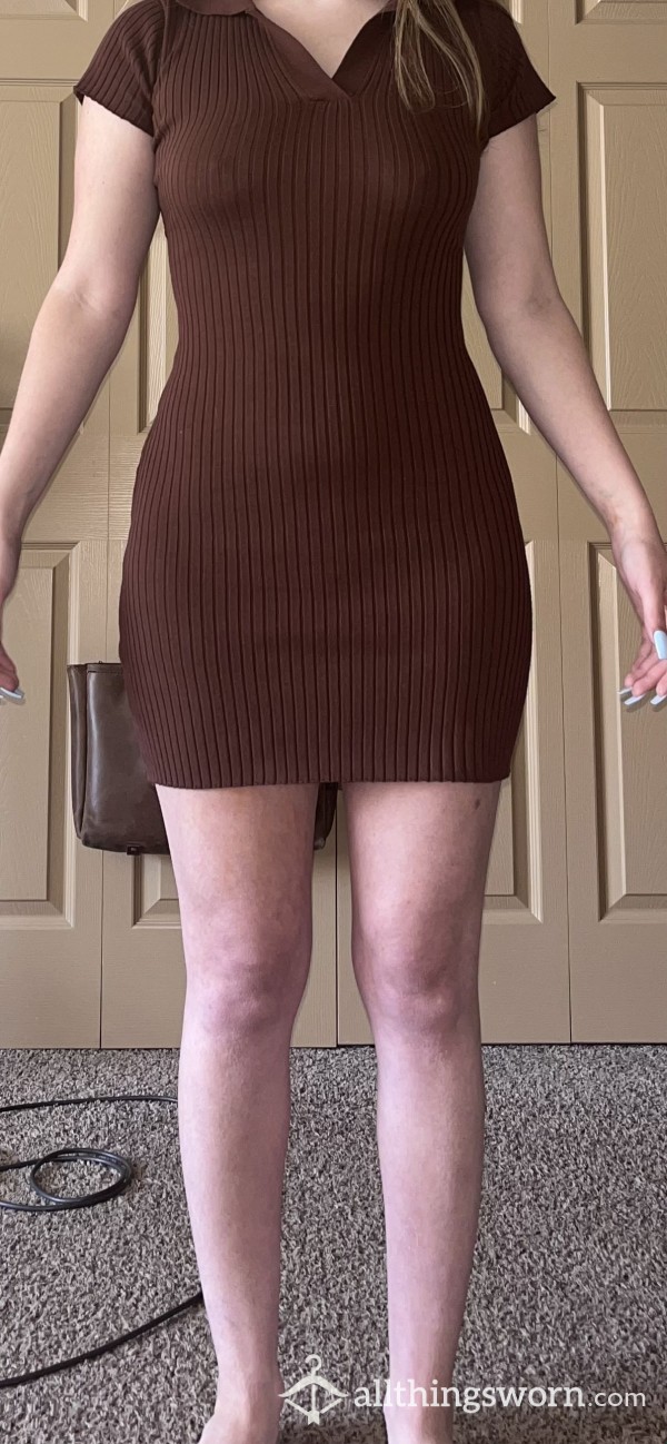 Ribbed Brown Bodycon Dress | US Med