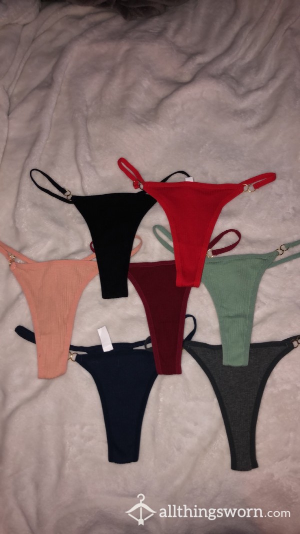 Ribbed Cotton Thong - 7 Colors Available