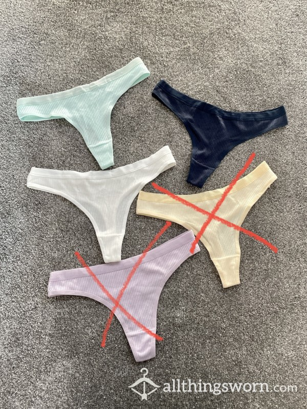 Ribbed Cotton Thong - Various Colours, Will Be Worn After Purchase!