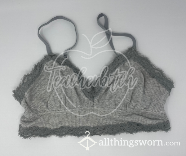 Ribbed Gray Aerie Bra (S) | Add A Pair Of 24Hr Panties For Only $5 More