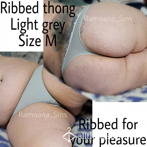Ribbed Light Grey Thong