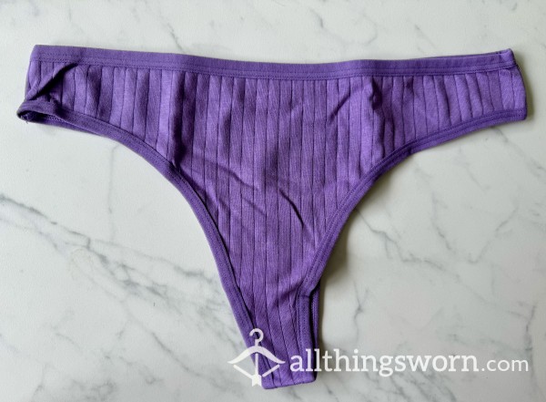 Ribbed Purple Thong