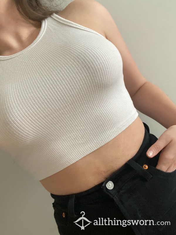 Ribbed White Crop Top