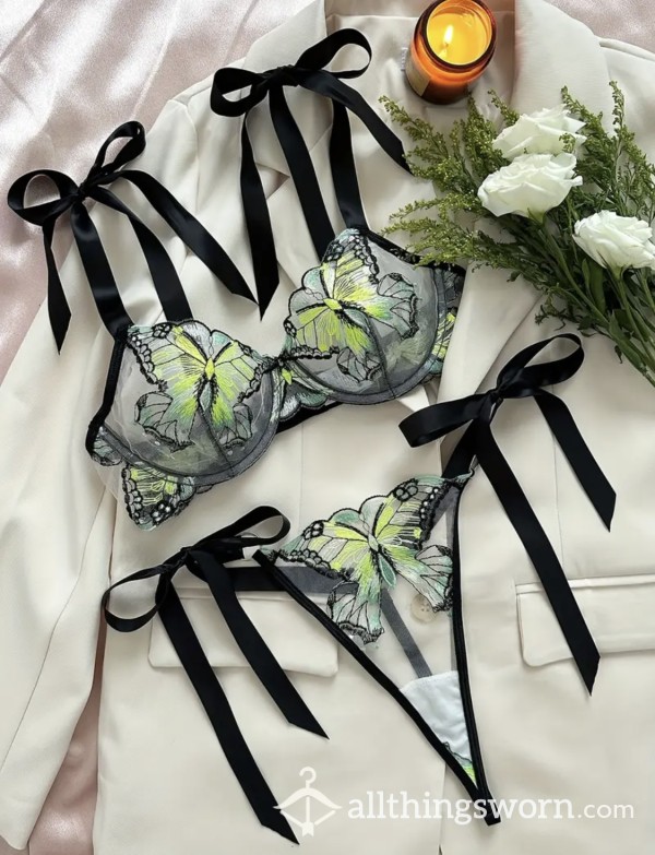 Ribbon Laced Butterfly Lingerie Set | Size S | Comes With Wear Pic