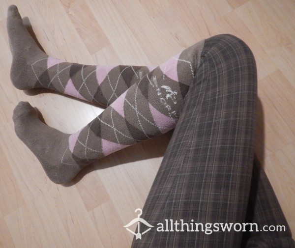 Pink And Brown Horse Riding Socks