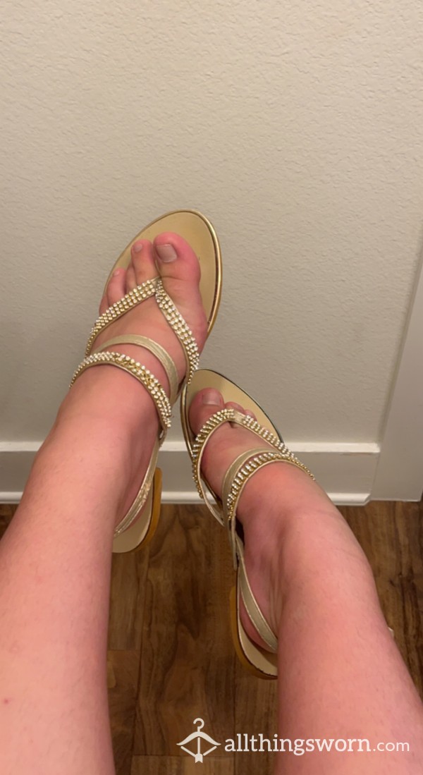 Rinestone Gold Sandals!