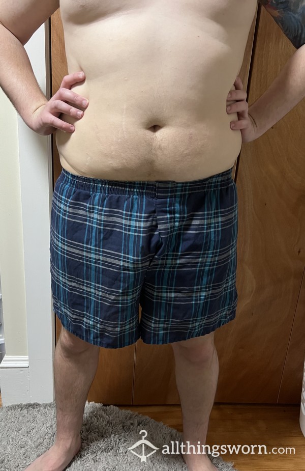 Ripped Smelly XL Blue And Grey Plaid Boxers