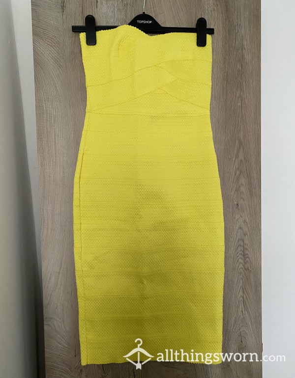 River Island Sissy Yellow Body-Con Dress - UK Size 10