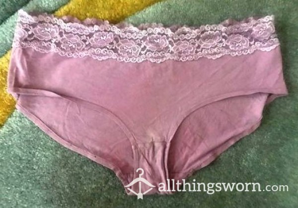 Rose Pink Cotton Knickers With Lacey Trim, Size 20. Price Includes UK Inland Postage