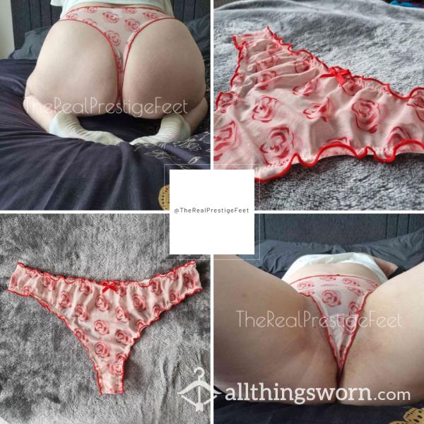 Rose Print Mesh Thong | Size 1XL | Standard Wear 48hrs | Includes Proof Of Wear Pics | See Listing Photos For More Info - From £16.00