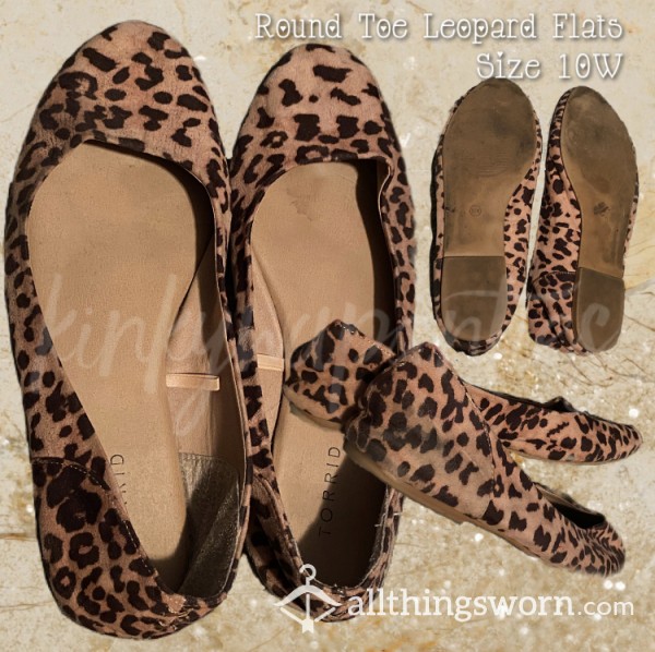 Round Toe Leopard Print Flats - Size 10W - Still Adding Wear! - Includes U.S. Shipping