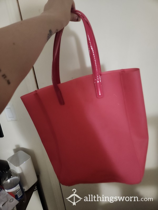 Rubber Pink Bag With Use Signs
