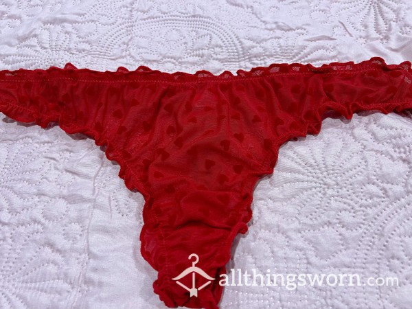 Ruffled Red Loveheart Semi-Sheer Panties $30aud