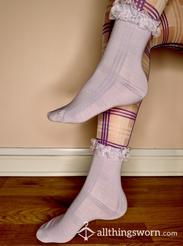 Ruffle/frill Socks Worn For 3 Days ❤️