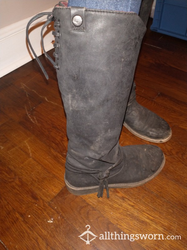 Rugged Black Riding Boots