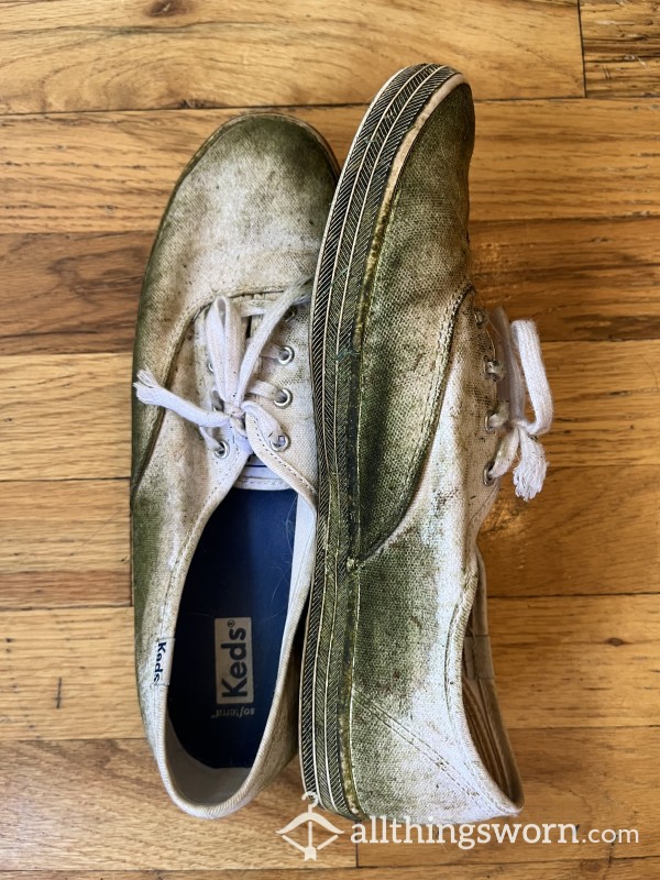 REDUCED! $60 Ruined Keds - Grass Cutting