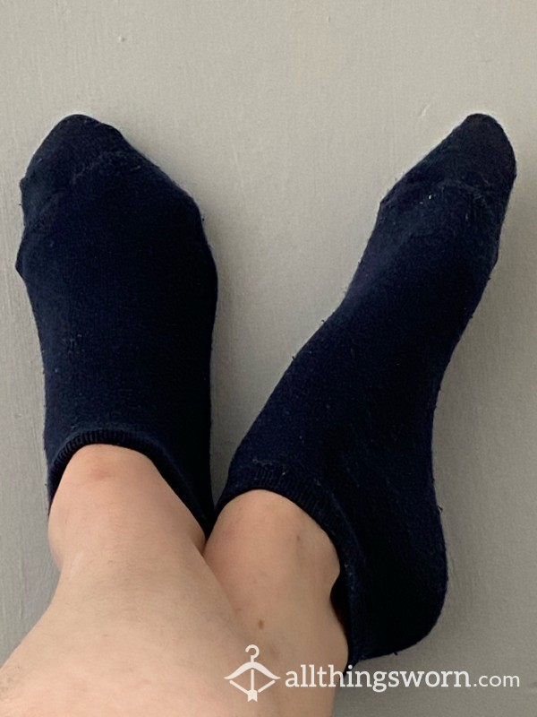 Running Worn Navy Blue Ankle  Socks