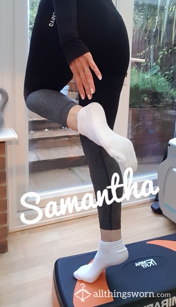 Samantha's Sexy White Gym Trainer Socks