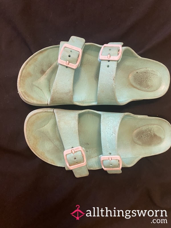 Sandals, Well Worn, Teal, Silicone, Size 7