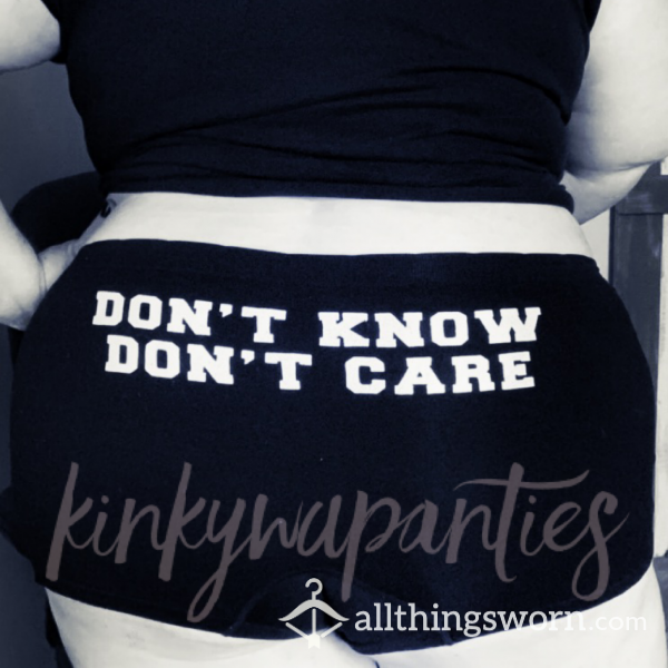 Worn Black And White “Don’t Know Don't Care” Boyshorts - 2-day Wear & US Shipping Included!