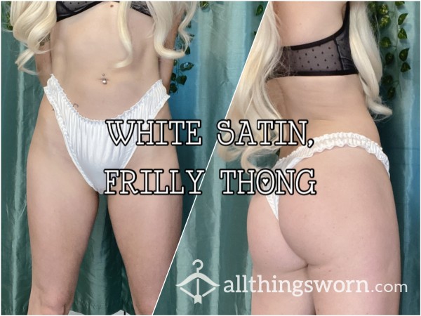 Satin, Frilly Thong
