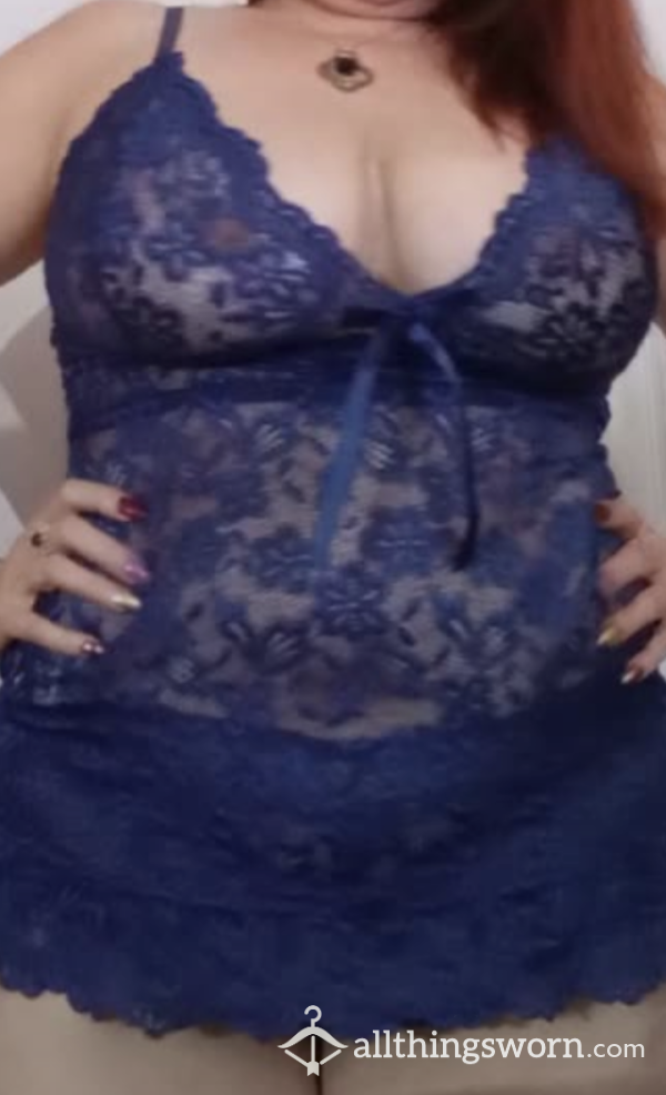 Satin Lace 2pc-Set In Navy Blue